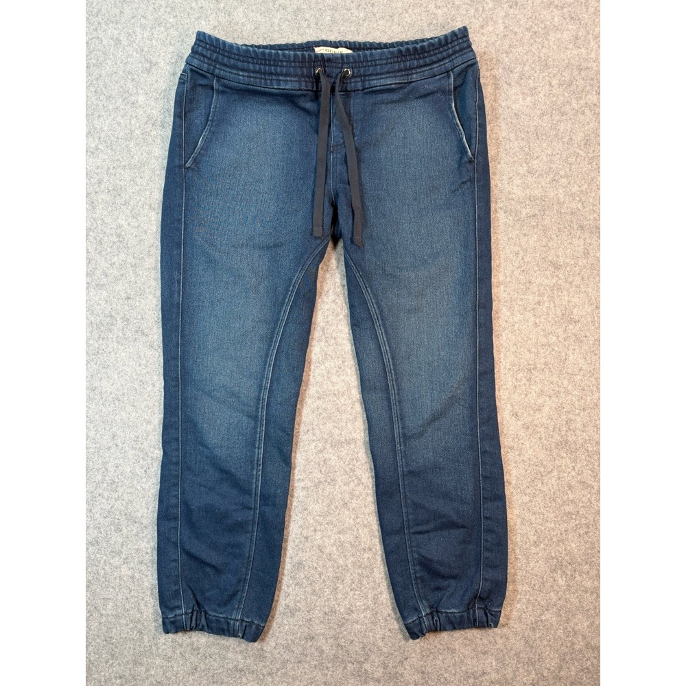 Guess Womens Medium Wash Denim Joggers Blue Elastic Waist Size 28 R1BJ63D4NC0